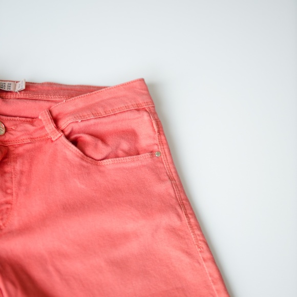 Zara Core Denim Trafaluc Collection Coral  Slim Denim Jeans Size 6 - Picture 9 of 12